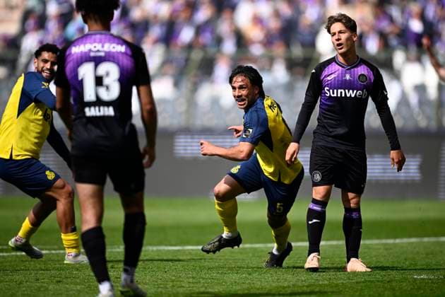 Royale Union Saint-Gilloise v RSC Anderlecht - Belgian Croky Cup Final BRUSSELS, BELGIUM - MAY 14 : Mac Allister Kevin defender of Royale Union Saint-Gilloise celebrates scoring a goal during the Belgian Croky Cup final match between Royale Union Saint-Gilloise and RSC Anderlecht on May 14, 2026 in Brussels, Belgium, 14 05 2026 Brussels Belgium  Copyright: xTomasxSiskx