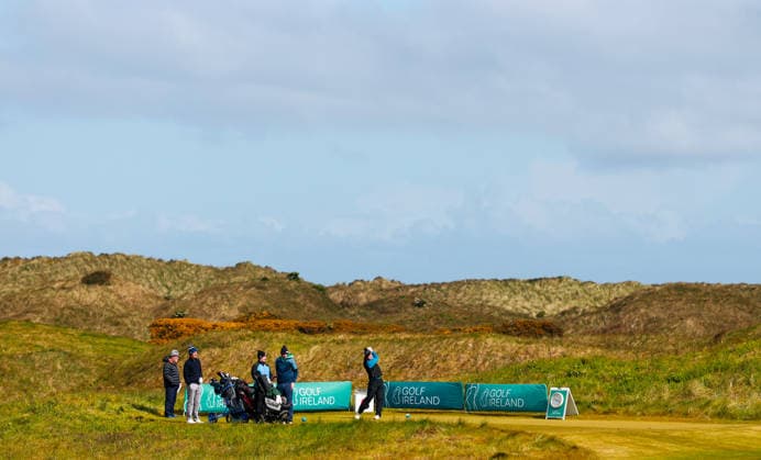 REPRO FREE *PRESS RELEASE NO REPRODUCTION FEE* EDITORIAL USE ONLY North of Ireland Men s Amateur Open, Royal Portrush Golf Club 14 5 2026 David Joyce tees off the 1st David Joyce tees off the 1st 14 5 2026  Copyright: x INPHO NickxElliottx NE1L5156 copy