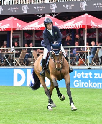 GER Al Shira aa German Show Jumping Dressage Derby Hamburg 14 05 2026, GER Al Shira aa German Show Jumping Dressage Derby Hamburg, Prize of Deutsche Vermögensberatung AG Championat von Hamburg, Al Shira aa CSI5 Tour in the picture Winner Cian OÂ Connor IRL on Genghis Khan cheers nordphotoxGmbH xWitke nph00002