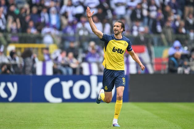 260514 Cupfinal Royale Union Saint-Gilloise vs RSC Anderlecht Christian Burgess (16) of Union celebrates after scoring a goal that will be later disallowed by the VAR during the Croky Cup final 2026 between Royale Union Saint-Gilloise and RSC Anderlecht on May 14 , 2026 in Brussels, Belgium. (Photo by David Catry Isosport) Brussels Belgium  Copyright: xDavidxCatryx 20260514DC2_6123