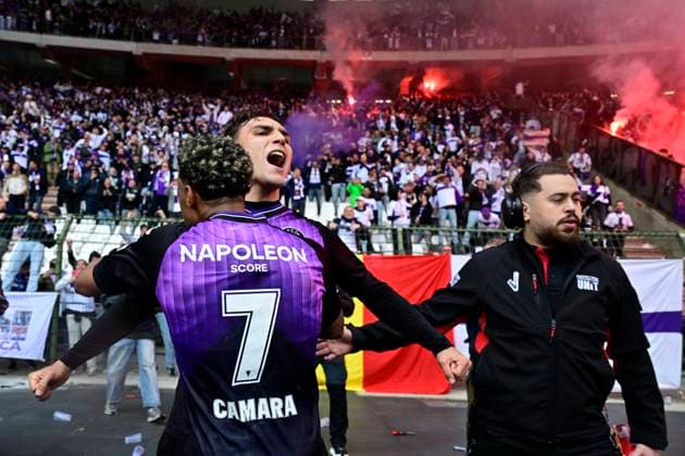 Royale Union Saint-Gilloise v RSC Anderlecht - Belgian Croky Cup Final BRUSSELS, BELGIUM - MAY 14 : Cvetkovic Mihajlo forward of RSC Anderlecht celebrating scoring a goal (1-1) during the Belgian Croky Cup final match between Royale Union Saint-Gilloise and RSC Anderlecht on May 14, 2026 in Brussels, Belgium, 14 05 2026 Brussels Belgium  Copyright: xJanxDexMeuleneirx