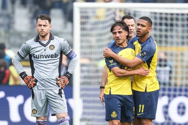 Union s Kevin Mac Allister celebrates after scoring during a soccer game between Royale Union Saint-Gilloise and RSC Anderlecht, Thursday 14 May 2026 in Brussels, the final of the Croky Cup Belgian soccer cup. VIRGINIExLEFOUR  x173872282x