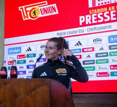 Soccer, Men, Season 2025 2026, 1 Bundesliga, 1 FC Union Berlin, Press conference with coach Marie Louise Eta 1 FC Union Berlin , 14 05 2026, Copyright: xMatthiasxKochx