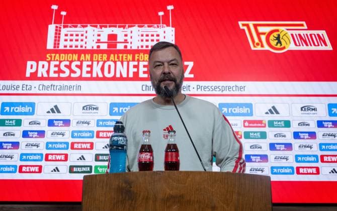 Soccer, Men, Season 2025 2026, 1 Bundesliga, 1 FC Union Berlin, Press conference with Presidium member, Managing Director Communications as well as press and stadium announcer Christian Arbeit 1 FC Union , 14 05 2026, Copyright: xMatthiasxKochx