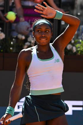 May 14, 2026, Rome, Italy: Coco Gauff of USA celebrates after winning the women s singles semifinals match against Sorana Cristea of Romania (not pictured) at the Italian Open tennis tournament in Rome, Italy, 14 May 2026. ANSA RICCARDO ANTIMIANI. Italian Open Tennis Tournament  - ZUMAa110 20260514_zaf_a110_057 Copyright: xRiccardoxAntimianix