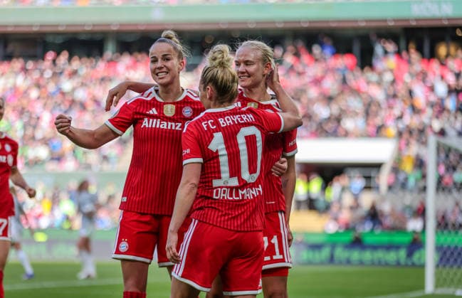 GER, Cologne, Vfl Wolfsburg vs FC Bayern Munich, DFB Cup Women, Football, DFB, Season 2025 2026, Rhein Energie Stadion, Final in picture Pernille Harder Bayern Munich 21 , 2 0, Goal, Joy, Cheering and Emotion DFB DFL REGULATIONS PROHIBIT ANY USE OF PHOTOGRAPHS AS IMAGE SEQUENCES AND OR QUASI VIDEO, 14 05 2026 Copyright: HMBxMedia HendrikxHamelau