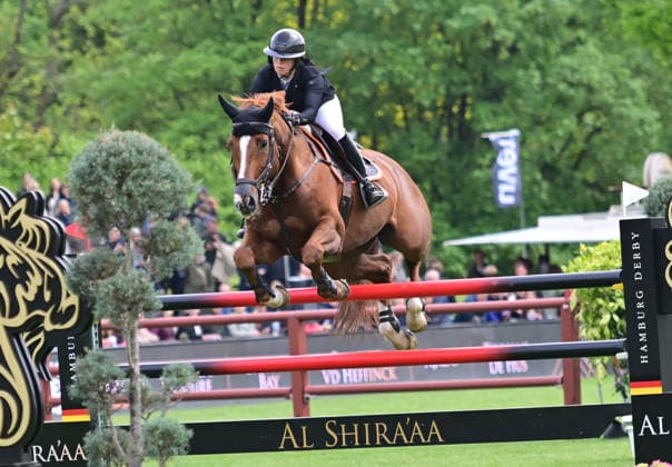 GER Al Shira aa German Show Jumping Dressage Derby Hamburg 14 05 2026, GER Al Shira aa German Show Jumping Dressage Derby Hamburg, Prize of Deutsche Vermögensberatung AG Championat von Hamburg, Al Shira aa CSI5 Tour pictured Sandra Auffarth GER on Quirici H nordphotoxGmbH xWitke nph00002