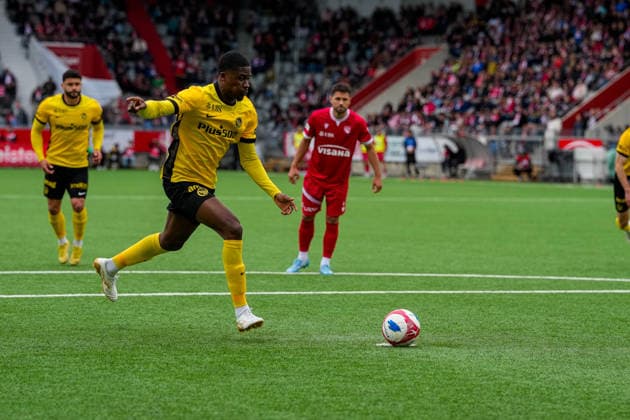 Switzerland Brack Super League 2025 26, FC Thun vs BSC Young Boys Stockhorn Arena, Thun Chris Bedia 29 YB with a penalty goal Copyright: xKjetilxWaberx