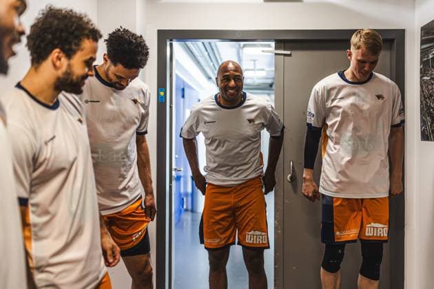 TJ Crockett Jr Rostock Seawolves , elias Baggette Rostock Seawolves , Dominic Lockhart Rostock Seawolves , DeAndre Lansdowne Rostock Seawolves , Lukasz Kolenda Rostock Seawolves , Vet Concept Gladiators Trier vs Rostock Seawolves, Basketball, easyCredit BBL, Play Ins, Season 2025 2026, 14 05 2026 Vet Concept Gladiators Trier vs Rostock Seawolves, Basketball, easyCredit BBL, Play Ins, Season 2025 2026, 14 05 2026 Copyright: xEibner-Pressefoto AlexanderxNeisx EP_ANS