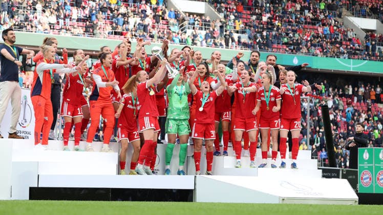 14 05 2026, xrekx, Football DFB Womens Cup Final, VfL Wolfsburg FC Bayern Munich v l DFB Cup Winners FC Bayern Muenchen DFL DFB REGULATIONS PROHIBIT ANY USE OF PHOTOGRAPHS as IMAGE SEQUENCES and or QUASI VIDEO Cologne