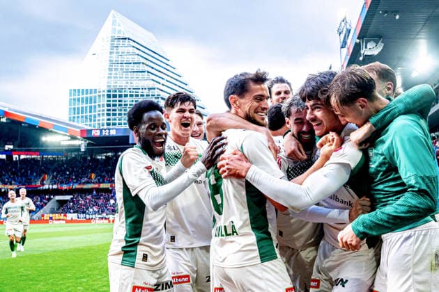 BASEL, SWITZERLAND - MAY 14: Nevio Scherrer (FC St.Gallen 1879) celebrating with team after scoring teams third goal during the Brack Super League match between FC Basel 1893 and FC St.Gallen 1879 at St. Jakob Park on May 14, 2026 in Basel, Switzerland. Copyright: xPriscilaxBütlerx xSPPx Sportspressphoto_SPR146271