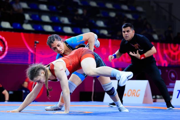U17 Wrestling European Championships 57kg WW Delal Kadir TUR df Sofia Belova RUS Copyright: xKostadinxAndonov xUnitedxWorldxWrestlingx Kostadin Andonov United World Wrestling