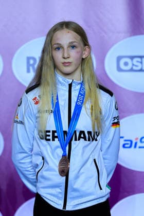 U17 Wrestling European Championships Podium 43kg WW Finja Viviane Strauch GER Copyright: xKostadinxAndonov xUnitedxWorldxWrestlingx Kostadin Andonov United World Wrestling