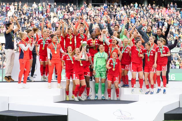 COLOGNE, GERMANY - 14 MAY, 2026: Celebrations - The DFB-Pokal Frauen (Germany Women Cup) match Vfl Wolfsburg vs FC Bayern Munich at Rhein Energie Stadion  Copyright: xx