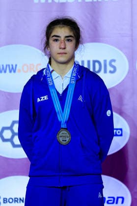 U17 Wrestling European Championships Podium 49kg WW Silver Khadija Gurbanzada AZE Copyright: xKostadinxAndonov xUnitedxWorldxWrestlingx Kostadin Andonov United World Wrestling