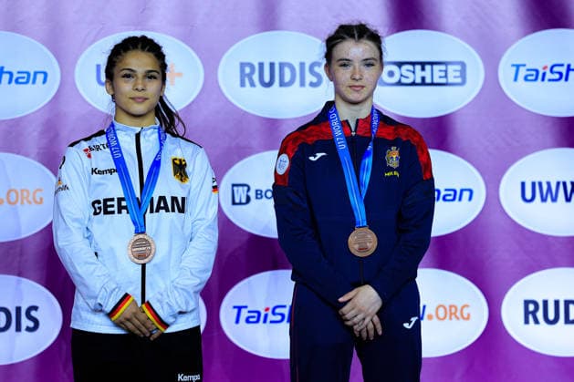U17 Wrestling European Championships Podium 49kg WW Bronze Madina Bayramova GER , Mihaela Bacos MDA Copyright: xKostadinxAndonov xUnitedxWorldxWrestlingx Kostadin Andonov United World Wrestling