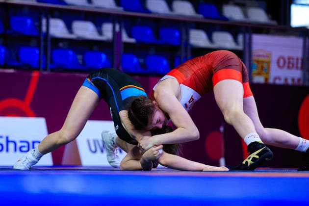 U17 Wrestling European Championships 46kg WW Alina Baranova RUS df Frederika Grosse GER Copyright: xKostadinxAndonov xUnitedxWorldxWrestlingx Kostadin Andonov United World Wrestling