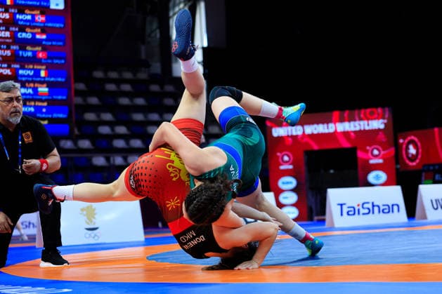 U17 Wrestling European Championships 61kg WW Andrea Niseva BUL df Tea Doneva MKD Copyright: xKostadinxAndonov xUnitedxWorldxWrestlingx Kostadin Andonov United World Wrestling