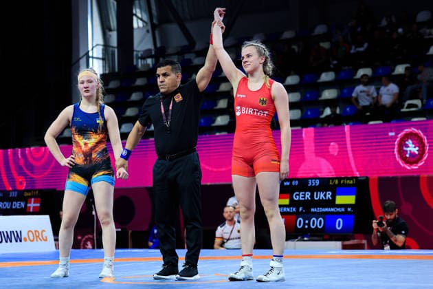 U17 Wrestling European Championships 69kg WW Frida Malou Kebernik GER df Marusia Haidamanchuk UKR Copyright: xKostadinxAndonov xUnitedxWorldxWrestlingx Kostadin Andonov United World Wrestling