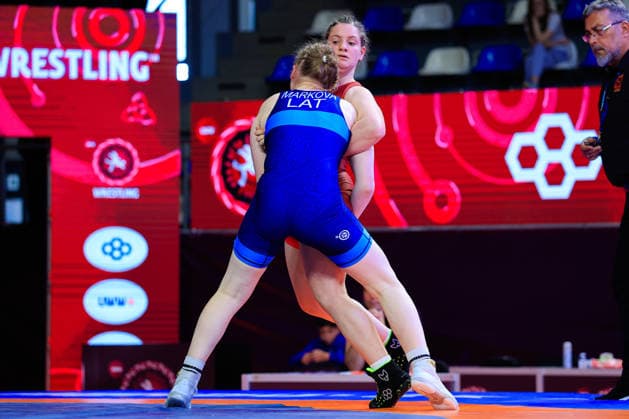 U17 Wrestling European Championships 69kg WW Darja Markova LAT df Nino Samkharadze GEO Copyright: xKostadinxAndonov xUnitedxWorldxWrestlingx Kostadin Andonov United World Wrestling