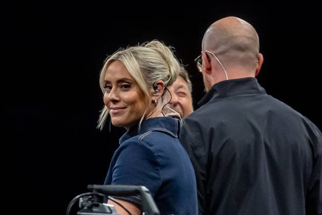 Darts BetMGM Premier League Sky Sports Darts presenter before Emma Paton before the BetMGM Premier League darts, at Utilita Arena, Birmingham, UK on 14 May 2026. Birmingham Utilita Arena Midlands UK Editorial use only , Copyright: xManjitxNarotrax PSI-24244-0004
