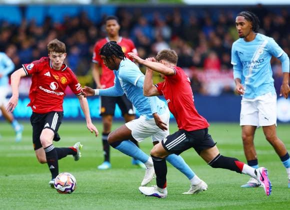 Reigan Heskey of Manchester City Manchester City U18 v Manchester United, ManU U18, FA Youth Cup Final, Football, Joie Stadium, Manchester , UK - 14 May 2026Manchester Joie Stadium United Kingdom EDITORIAL USE ONLY No use with unauthorised audio, video, data, fixture lists, club league logos or live services. Online in-match use limited to 120 images, no video emulation. No use in betting, games or single club league player publications.  Copyright: xMattxWest Shutterstockx 16871363m