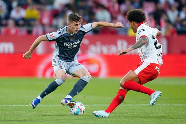 ESP: Girona FC v Real Sociedad. La Liga match 2025-2026, Matchday 36. Luka Sucic of Real Sociedad during the La Liga match 2025-2026, match day 36 between Girona FC and Real Sociedad played at Montilivi Stadium on May 14, 2026 in Girona, Spain. kpng Copyright: xSergioxRuizx xPRESSINPHOTOx PS_260514_GIR_RSO_2526_003
