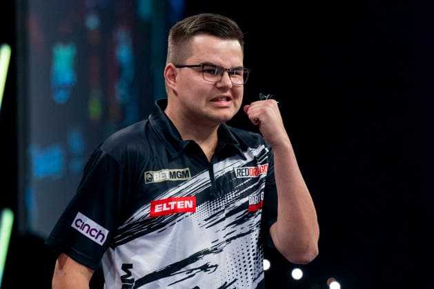 2026 BetMGM Premier League Darts, Night 15, Birmingham Gian van Veen celebrates winning against Josh Rock during the 2026 BetMGM Premier League Darts, Night 15 at the Utilita Arena, Birmingham, England on 14 May 2026 Credit: Alex Young Every Second Media Editorial use only. All images are copyright Every Second Media Limited. No images may be reproduced without prior permission. Copyright: xIMAGO EveryxSecondxMediax ESM-1992-0006 AlexxYoungx xEveryxSecondxMediax