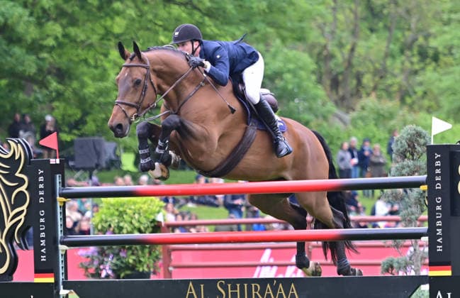 GER Al Shira aa German Jumping Dressage Derby Hamburg 14 05 2026, GER Al Shira aa German Jumping Dressage Derby Hamburg, Prize of Deutsche Vermögensberatung AG Championat von Hamburg, Al Shira aa CSI5 Tour in picture 2 place Edouard Schmitz SUI on Gamin vanÂ t Naastveldhof nordphotoxGmbH xWitke nph00002