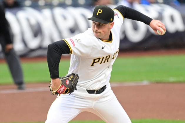 Pittsburgh Pirates pitcher Evan Sisk (48) takes over the pitching role in the second inning against the Colorado Rockies at PNC Park on Thursday, May 14, 2026 in Pittsburgh.  PIT2026051411 ArchiexCarpenter