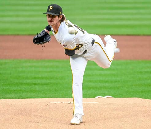 Pittsburgh Pirates pitcher Mason Montgomery (46) starts against the Colorado Rockies at PNC Park on Thursday, May 14, 2026 in Pittsburgh.  PIT2026051403 ArchiexCarpenter