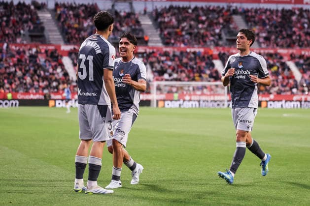 May 14, 2026, Girona, Girona, SPAIN: Jon Martin of Real Sociedad celebrates a goal during the Spanish league, LaLiga EA Sports, football match played between Girona FC and Real Sociedad at Montilivi stadium on May 14, 2026 in Girona, Spain. Girona FC V Real Sociedad - LaLiga EA Sports  - ZUMAa181 20260514_zaa_a181_037 Copyright: xJavierxBorregox
