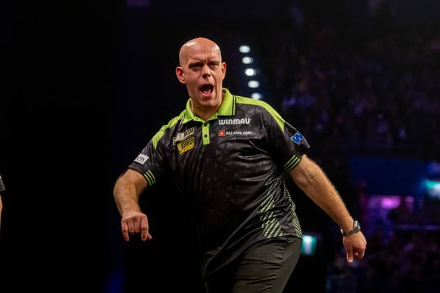 Darts BetMGM Premier League Michael van Gerwen during the BetMGM Premier League darts, at Utilita Arena, Birmingham, UK on 14 May 2026. Birmingham Utilita Arena Midlands UK Editorial use only , Copyright: xManjitxNarotrax PSI-24244-0007