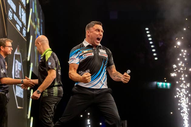 Darts BetMGM Premier League Gerwyn Price celebrates wn against Michael van Gerwen during the BetMGM Premier League darts, at Utilita Arena, Birmingham, UK on 14 May 2026. Birmingham Utilita Arena Midlands UK Editorial use only , Copyright: xManjitxNarotrax PSI-24244-0015