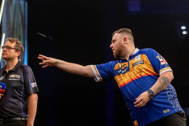 Darts BetMGM Premier League Josh Rock during the BetMGM Premier League darts, at Utilita Arena, Birmingham, UK on 14 May 2026. Birmingham Utilita Arena Midlands UK Editorial use only , Copyright: xManjitxNarotrax PSI-24244-0017