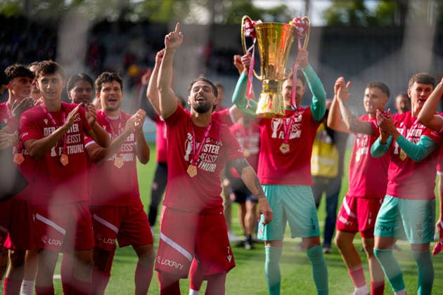 Switzerland Brack Super League 2025 2026, FC Thun vs BSC Young Boys Stockhorn Arena, Thun FC Thun as Swiss champion 2026 after last years promotion to the highest Swiss league, is champion for the first time in the clubs history Thun Stockhorn Arena Bern Switzerland Copyright: xKjetilxWaberx
