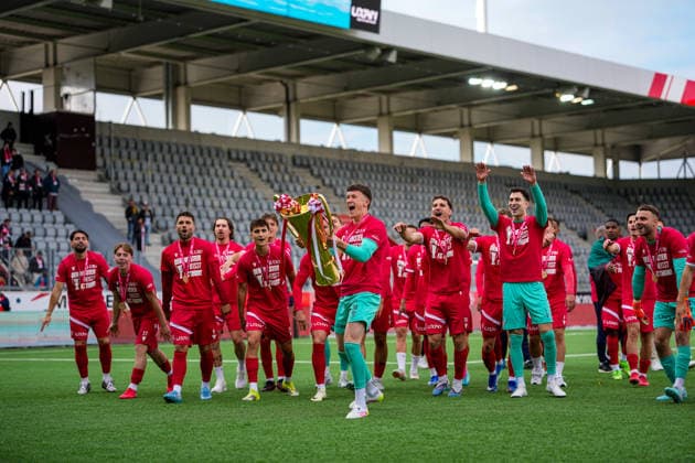 Switzerland Brack Super League 2025 2026, FC Thun vs BSC Young Boys Stockhorn Arena, Thun FC Thun as Swiss champion 2026 after last years promotion to the highest Swiss league, is champion for the first time in the clubs history Thun Stockhorn Arena Bern Switzerland Copyright: xKjetilxWaberx