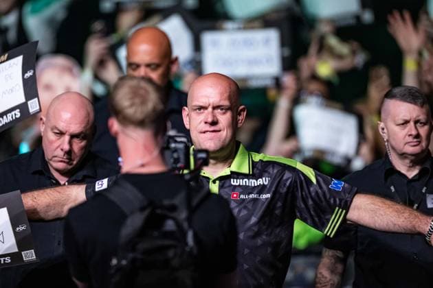 RECORD DATE NOT STATED 14th May 2026, Utilita Arena, Birmingham, Midlands, England; 2026 PDC Bet MGM Premier League Darts Night Fourteen; Michael van Gerwen greets the fans before his quarter final match against Gerwyn Price GodfreyxPitt