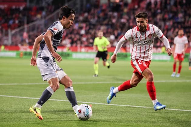 May 14, 2026, Girona, Girona, SPAIN: Takefusa Kubo of Real Sociedad in action during the Spanish league, LaLiga EA Sports, football match played between Girona FC and Real Sociedad at Montilivi stadium on May 14, 2026 in Girona, Spain. Girona SPAIN - ZUMAa181 20260514_zaa_a181_069 Copyright: xJavierxBorregox