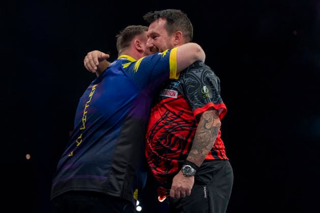 2026 BetMGM Premier League Darts, Night 15, Birmingham Luke Littler and Jonny Clayton during the 2026 BetMGM Premier League Darts, Night 15 at the Utilita Arena, Birmingham, England on 14 May 2026 Credit: Alex Young Every Second Media Editorial use only. All images are copyright Every Second Media Limited. No images may be reproduced without prior permission. Copyright: xIMAGO EveryxSecondxMediax ESM-1992-0021 AlexxYoungx xEveryxSecondxMediax
