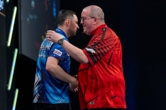 2026 BetMGM Premier League Darts, Night 15, Birmingham Luke Humphries and Stephen Bunting during the 2026 BetMGM Premier League Darts, Night 15 at the Utilita Arena, Birmingham, England on 14 May 2026 Credit: Alex Young Every Second Media Editorial use only. All images are copyright Every Second Media Limited. No images may be reproduced without prior permission. Copyright: xIMAGO EveryxSecondxMediax ESM-1992-0029 AlexxYoungx xEveryxSecondxMediax