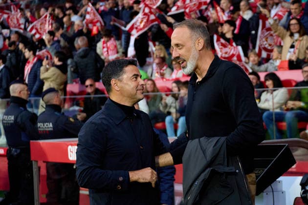 ESP LaLiga EA Sports Girona FC v Real Sociedad Miguel Angel Sanchez Munoz of Girona and Pellegrino Matarazzo of Real Sociedad during LaLiga EA Sports, between Girona FC v Real Sociedad played at Montilivi Stadium, Girona on May 14th, 2026 in Spain Girona ESTADIO MONTILIVI CATALUNYA Spain Football Copyright: xEddyxKelelex xAgenciaxLOFx