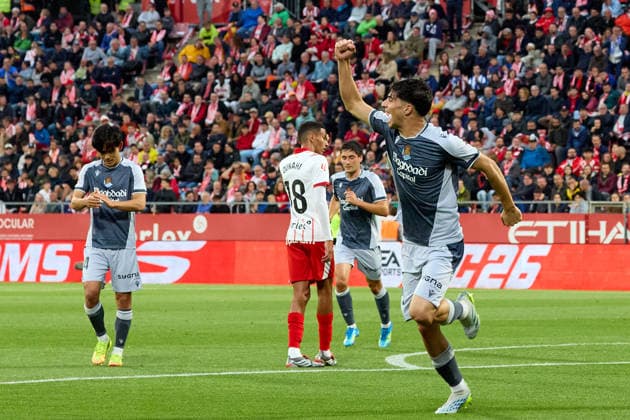 ESP LaLiga EA Sports Girona FC v Real Sociedad Jon Martin of Real Sociedad scores goal and celebrates his goal during LaLiga EA Sports, between Girona FC v Real Sociedad played at Montilivi Stadium, Girona on May 14th, 2026 in Spain Girona ESTADIO MONTILIVI CATALUNYA Spain Football Copyright: xEddyxKelelex xAgenciaxLOFx