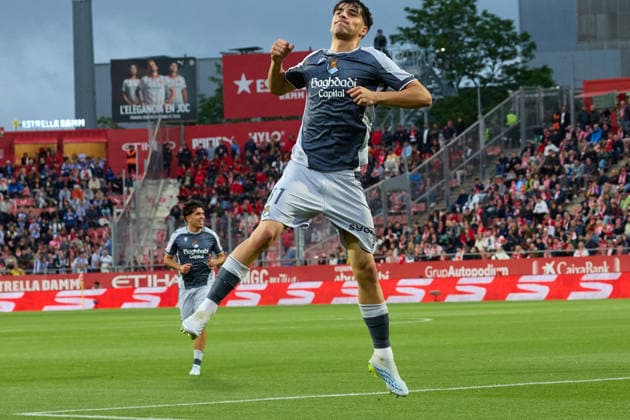 ESP LaLiga EA Sports Girona FC v Real Sociedad Jon Martin of Real Sociedad scores goal and celebrates his goal during LaLiga EA Sports, between Girona FC v Real Sociedad played at Montilivi Stadium, Girona on May 14th, 2026 in Spain Girona ESTADIO MONTILIVI CATALUNYA Spain Football Copyright: xEddyxKelelex xAgenciaxLOFx