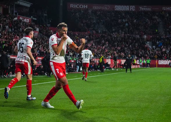 ESP: Girona FC v Real Sociedad. La Liga match 2025-2026, Matchday 36. Cristhian Stuani of Girona FC celebrates the 1-1 during the La Liga match 2025-2026, match day 36 between Girona FC and Real Sociedad played at Montilivi Stadium on May 14, 2026 in Girona, Spain. kpng Copyright: xSergioxRuizx xPRESSINPHOTOx PS_260514_GIR_RSO_2526_038