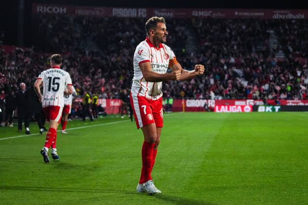 ESP: Girona FC v Real Sociedad. La Liga match 2025-2026, Matchday 36. Cristhian Stuani of Girona FC celebrates the 1-1 during the La Liga match 2025-2026, match day 36 between Girona FC and Real Sociedad played at Montilivi Stadium on May 14, 2026 in Girona, Spain. kpng Copyright: xSergioxRuizx xPRESSINPHOTOx PS_260514_GIR_RSO_2526_039