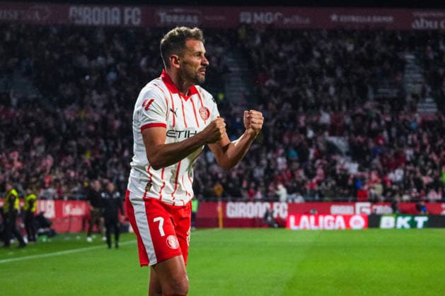 ESP: Girona FC v Real Sociedad. La Liga match 2025-2026, Matchday 36. Cristhian Stuani of Girona FC celebrates the 1-1 during the La Liga match 2025-2026, match day 36 between Girona FC and Real Sociedad played at Montilivi Stadium on May 14, 2026 in Girona, Spain. kpng Copyright: xSergioxRuizx xPRESSINPHOTOx PS_260514_GIR_RSO_2526_040