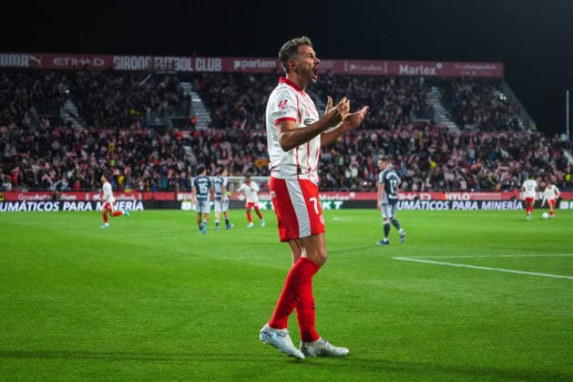 ESP: Girona FC v Real Sociedad. La Liga match 2025-2026, Matchday 36. Cristhian Stuani of Girona FC celebrates the 1-1 during the La Liga match 2025-2026, match day 36 between Girona FC and Real Sociedad played at Montilivi Stadium on May 14, 2026 in Girona, Spain. kpng Copyright: xSergioxRuizx xPRESSINPHOTOx PS_260514_GIR_RSO_2526_047
