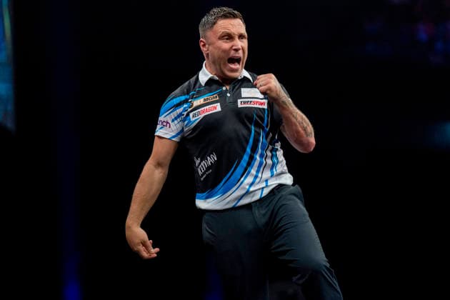 2026 BetMGM Premier League Darts, Night 15, Birmingham Gerwyn Price celebrates winning a leg during the 2026 BetMGM Premier League Darts, Night 15 at the Utilita Arena, Birmingham, England on 14 May 2026 Credit: Alex Young Every Second Media Editorial use only. All images are copyright Every Second Media Limited. No images may be reproduced without prior permission. Copyright: xIMAGO EveryxSecondxMediax ESM-1992-0036 AlexxYoungx xEveryxSecondxMediax