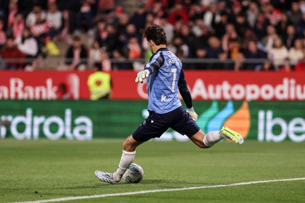 May 14, 2026, Girona, Girona, SPAIN: Alex Remiro of Real Sociedad in action during the Spanish league, LaLiga EA Sports, football match played between Girona FC and Real Sociedad at Montilivi stadium on May 14, 2026 in Girona, Spain. Girona FC V Real Sociedad - LaLiga EA Sports  - ZUMAa181 20260514_zaa_a181_147 Copyright: xJavierxBorregox